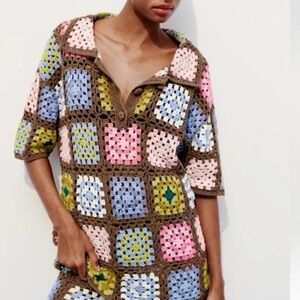 Zara Multicolor Crochet Sweater